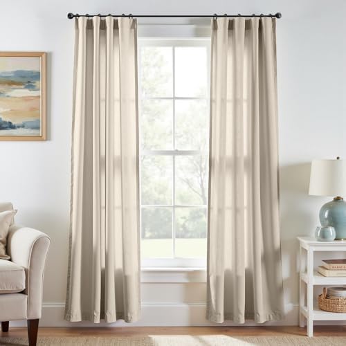 jinchan Linen Curtains Light Filtering Back Tab 38x84 Inch 2 Panels