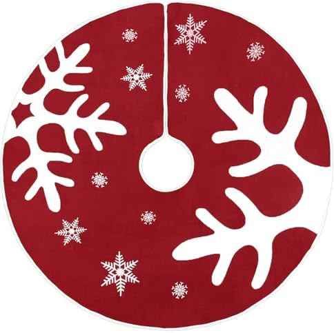 MACTING 30 Inch Red Burlap Christmas Tree Skirt
