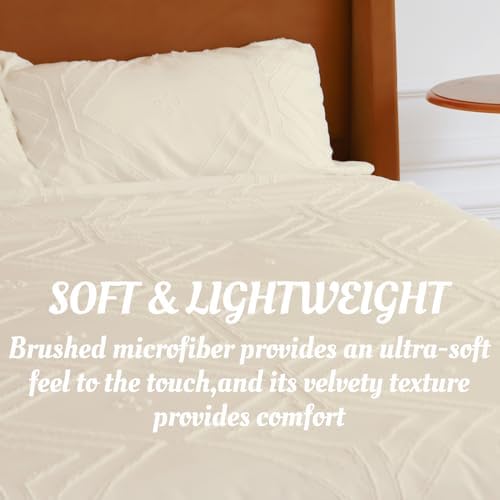 Duvet Cover Set Queen Size, Boho Bedding, 3 Pieces Embroidery Shabby