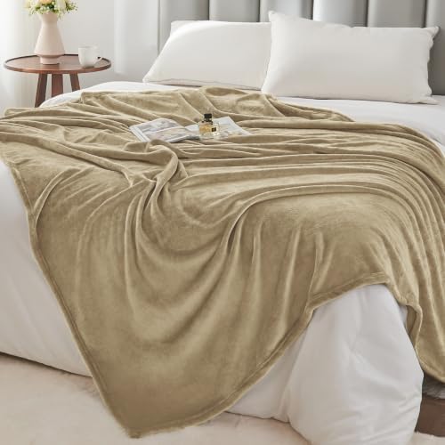 BEDELITE Fleece Blanket Soft Plush King Bed Blanket Light Camel
