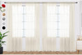 SpaceDresser Ivory Sheer Curtains 4 Panels Rod Pocket Semi-Sheer