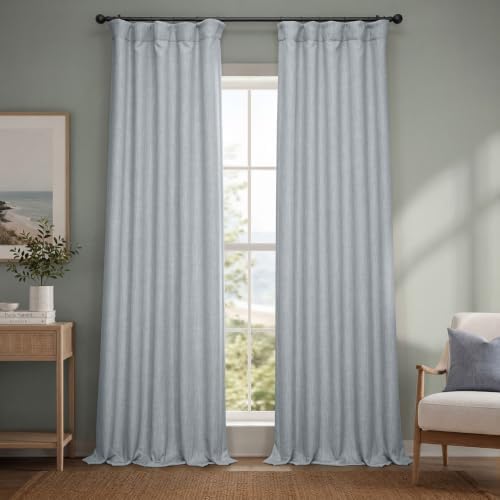 Faux Linen Curtains for Living Room (1 Panel) - 50W X 108L, Heather