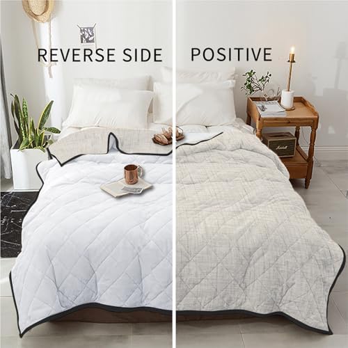 T&H XHome Soft Beige Linen Weave Quilt California King Luxury Quilted