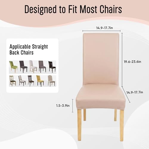 Waterproof PU Leather Dining Chair Covers Set of 4 - Stretch Kitchen