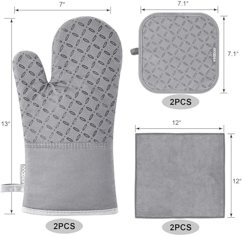 KEGOUU Oven Mitts and Pot Holders 6pcs Set, Kitchen Oven Glove High