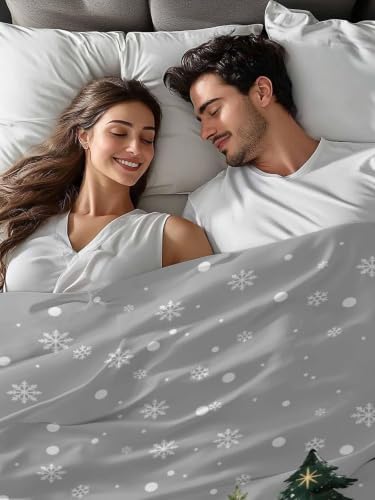King Size Flat Sheet Only, Winter Christmas Trees Bed Top Sheet Soft