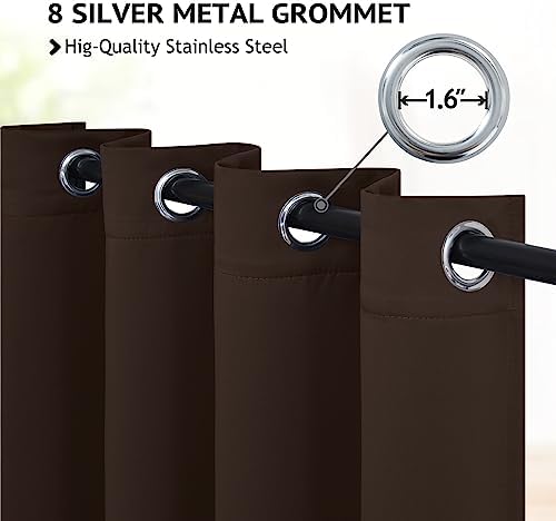 COSVIYA Grommet Blackout Room Darkening Brown Curtains 72 inch Length
