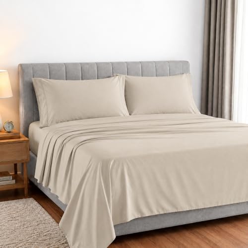 Carressa Linen 100% Egyptian Cotton King Size Sheets Set - Luxury 1500