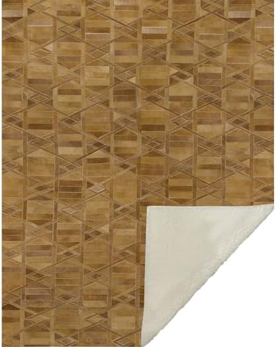 HomeRoots 50" X 70" Brown Beige and Coffee Geometric Microfiber Plush