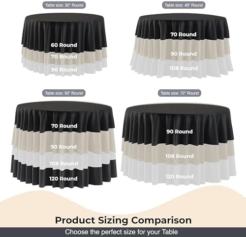 Party Solids 12-Pack Ivory Round Plastic Tablecloth Disposable – Size