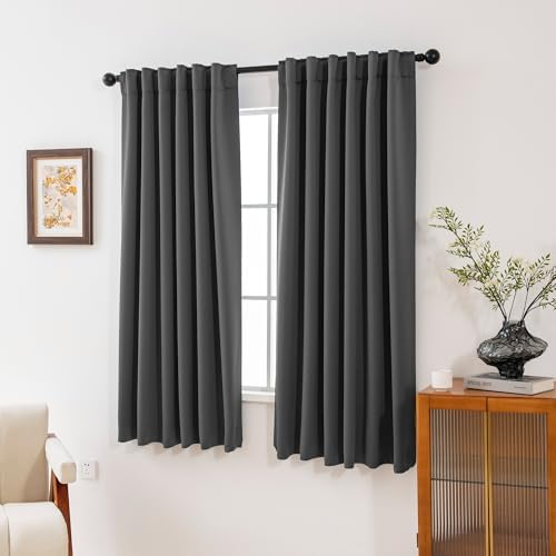 Pickluc Blackout Curtains 63 Inches Long 2 Panels, Black Out Drapes