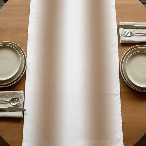 Khaki White Ombre Table Runner Linen Burlap Table Runner 72 Inches