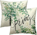 Spring Eucalyptus Leaf Pillowcase Set of 2 Black and White Plaid Decor