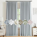Kayne Studio Blue Gray Pinch Pleated Back Tab Full Blackout Curtains