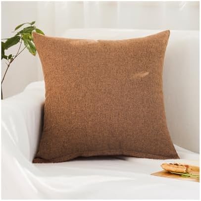 Set of 2 Coffee Pillow Covers 22x22 Inch Linen Cushion Case Boho
