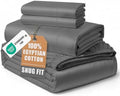LANE LINEN King Size Sheets 100% Egyptian Cotton Sateen - Charcoal