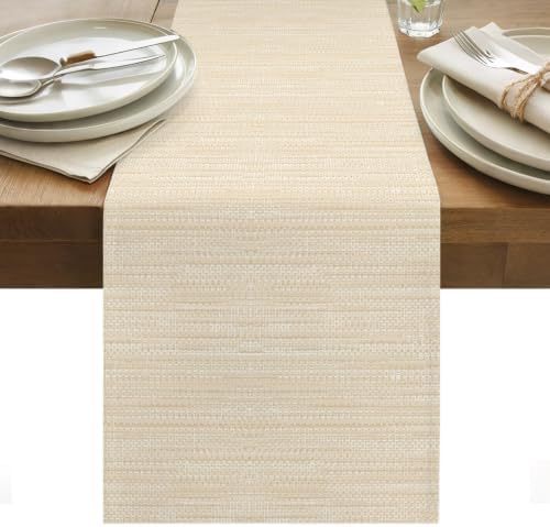 Creamy Ivory Table Runner, Country Vintage Minimalist Solid Color