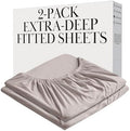 21 Inch Extra Deep Pocket King Fitted Sheets Only 2 Pack Natural Beige