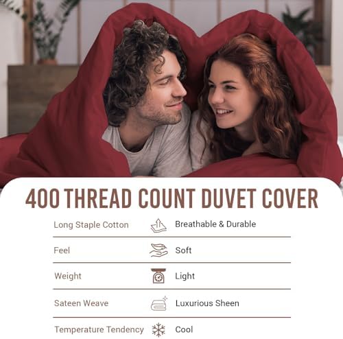 Pizuna 100% Cotton King Duvet Cover Set 400 Thread Count Rio Red