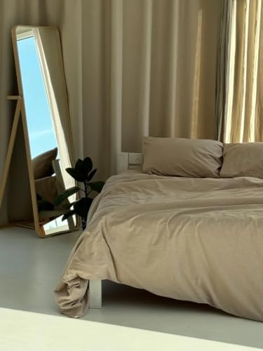 Gaytri Handicraft Light Beige Linen Duvet Cover Set. King Queen Full