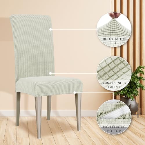 Chair Covers for Dining Room Set of 6, Stretch,Natural Colors