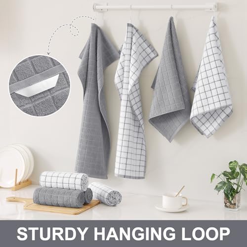 Homaxy Premium Ring Spun Cotton 390 GSM Kitchen Towels, 4 Pack, Light