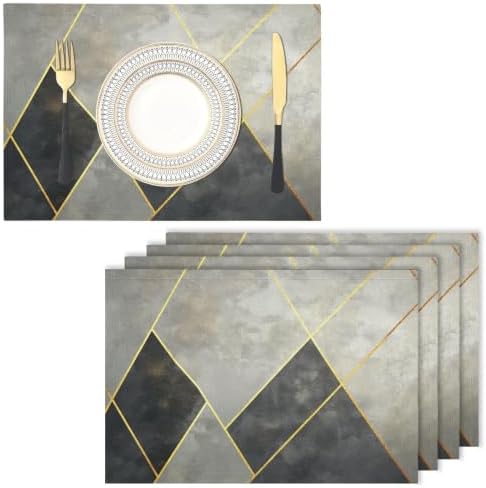 Diamond Placemats Set of 8 - Durable Soft Washable Table Mats,Grey