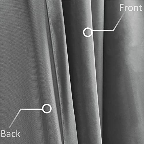 Fcosie Rock Grey Velvet Drapes 120 Inches Long Pinch Pleated Curtain