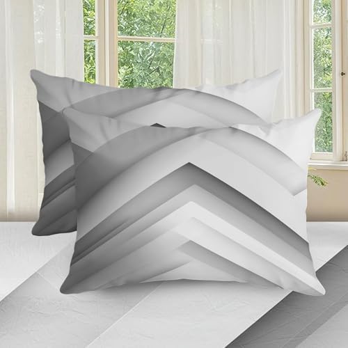 Abstract Geometric Duvet Cover Queen Size, Gray White Patterned