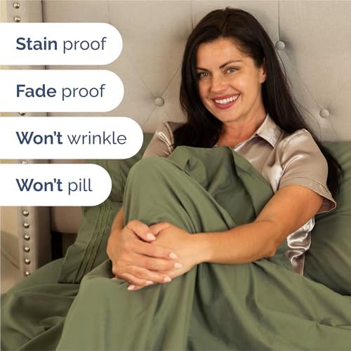 Split King Size 5 Piece Sheet Set - Comfy Breathable & Cooling - Sage