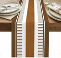 Farmhouse Stripes on White Table Runner 90 Inches Long Cotton Linen