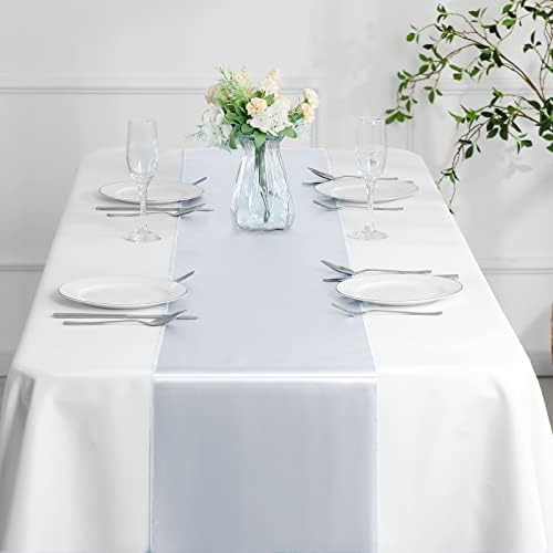 Manyshofu Grey Satin Table Runner 12x72 - 4 Pieces
