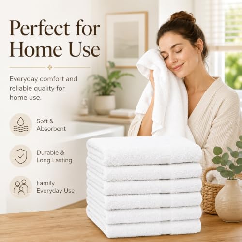 REED & PICK (Pack of 60) White Bath Towels Bulk 20x40 Inches -100%