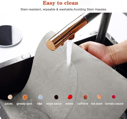 Gray Vinyl Placemats Set of 12 Waterproof Wipeable Table Mats