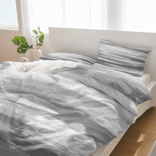 Duvet Cover Set Queen, Abstract Grey Texture Pattern 3 Piece Bedding