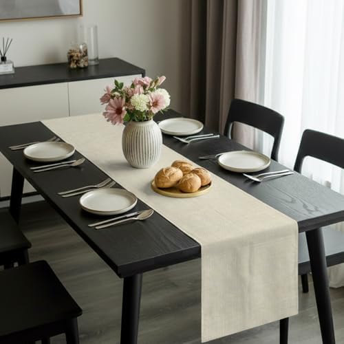 Beige Table Runner 72 Inch Long Dresser Scarves Cotton Linen