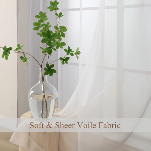 L.Z.E Grey Ombre Sheer Curtains 63 Inch Length for Living Room