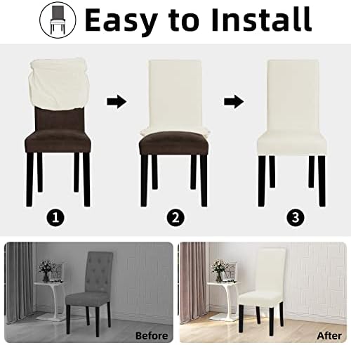 Easy-Going Stretch Dining Room Chair Slipcovers Set of 4, Ivory