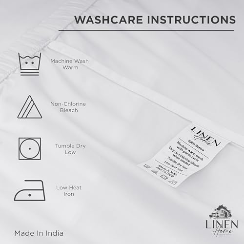 Linen Home 100% Cotton Percale Pillowcases Queen Size, Pastel Turk