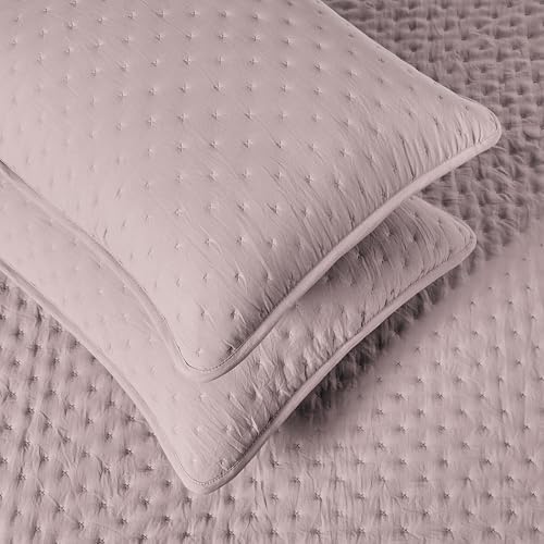 Amazon Basics Brushed Microfiber Quilt Set, Extra Soft with Natural