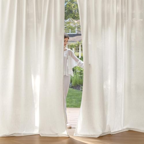 MIULEE Non-See-Through Privacy Linen Curtains 52Wx120L Inch Natural