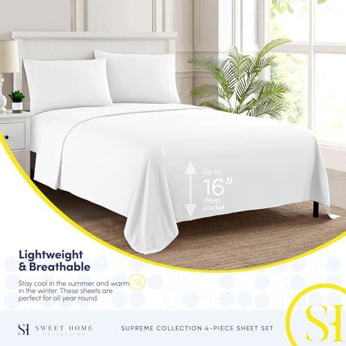 Split King Sheets - Breathable Luxury Sheets with Full Elastic &
