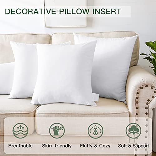 OTOSTAR Pack of 6 Throw Pillow Inserts, 20 x 20 Square Cushion Inner