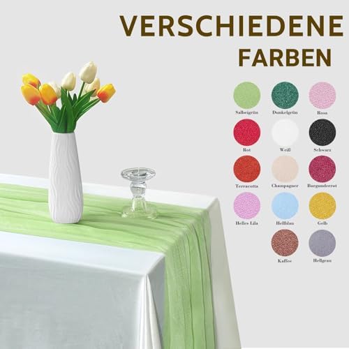 Light Gray Chiffon Table Runner Elegant 10FT 28x120 Inch