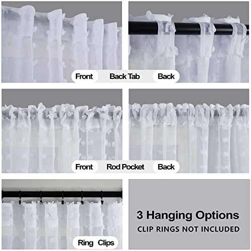 KOUFALL White Sheer Curtains 96 Inches Long for Living Room with