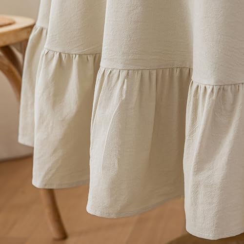 Solid Off-White Ruffled Tablecloth Fall Washed Cotton Table Cloth