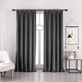 Nanbowang Dark Gray Velvet Curtains 120 Inches Long - Soft Rod Pocket