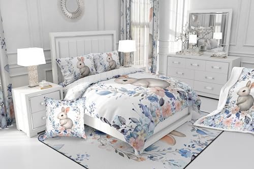 jejeloiu Cute Rabbit Square Cushion Covers Set of 2 Kawaii Bunny