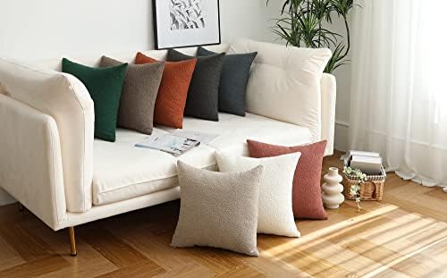 Jeneoo Black Decorative Square Thick Throw Pillow Covers Boucle Couch