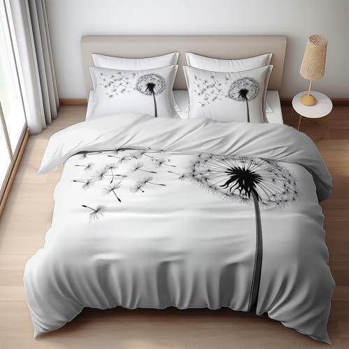 Duvet Cover Queen Size, Reversible Minimalist Botanical Floral Duvet